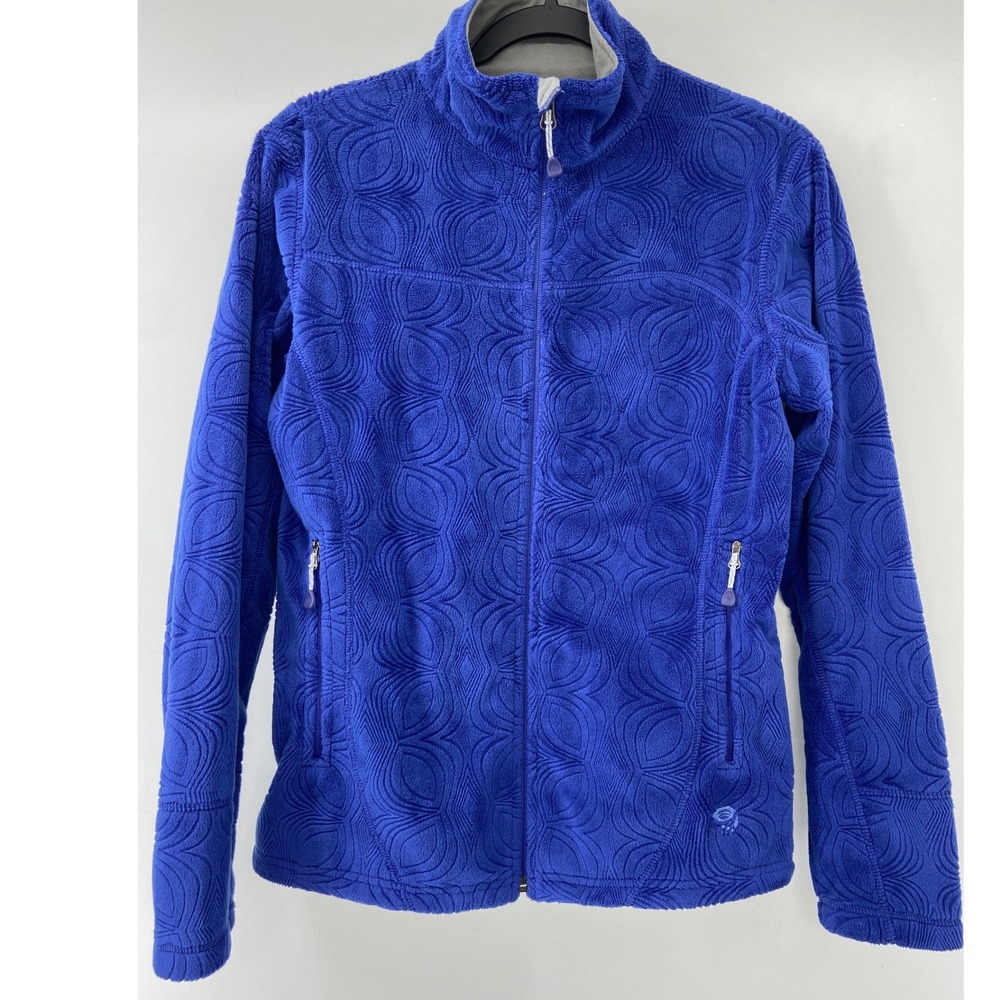 Mountain Hardwear Jacket Women Medium Blue Monkey Swirl Fleece Embossed Zip Hike